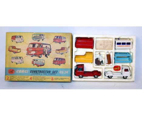 A Corgi Toys Gift Set No. 24 constructor set, appears complete, housed in the original polystyrene tray box with driver figur