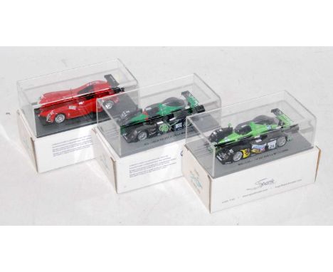 A Spark Models Le Mans 1/43 scale boxed and plastic cased race car group, three boxed as issued examples to include Ref. Nos.