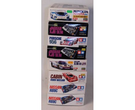 Eight various boxed as issued 1/24 scale high speed racing car kits, mixed manufactures to include Tamiya and Hasegawa, examp