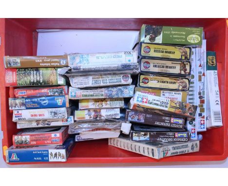 One box containing a large quantity of various boxed as issued and part complete Airfix, Revell, Matchbox, and other miniatur