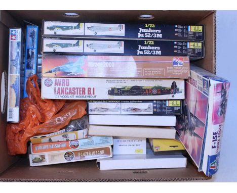 16 various boxed plastic mixed scale military related plastic kit and related accessories, mixed examples to include an Airfi