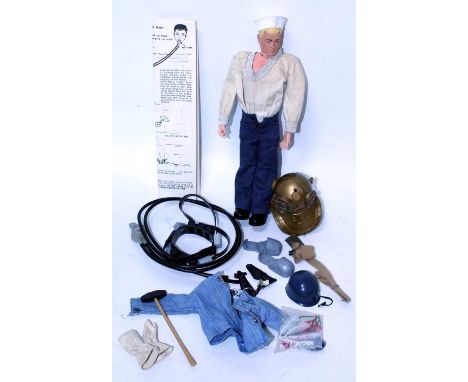A Palitoy vintage Action Man Deep Sea Diver comprising of blond painted head doll, completed with non gripping fixed hands, s