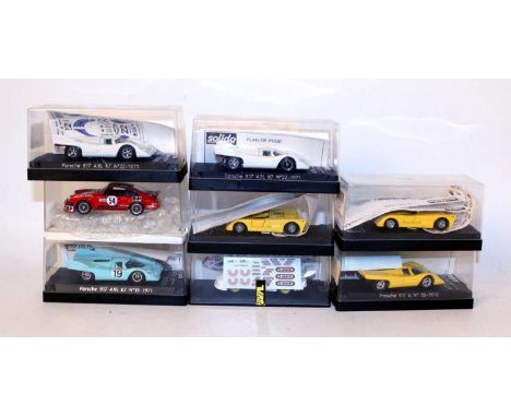 Nine various plastic cased Solido 1/43 scale high speed racing diecast all appear complete with original leaflets and transfe