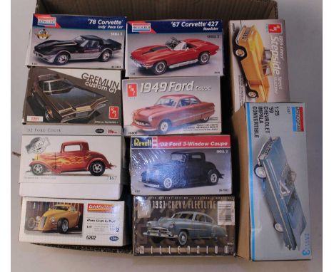 Ten various boxed AMT, Revell, Monogram, and other 1/25 scale mixed commercial and classic car plastic kits, to include a Mon