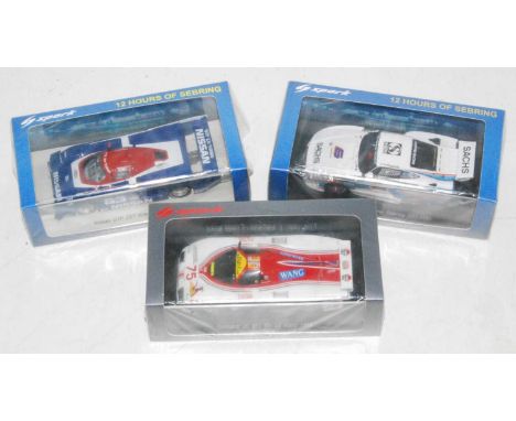 A Spark Models Le Mans and Sebring 1/43 scale high speed racing group, three boxed as issued examples to include Ref. Nos. S4