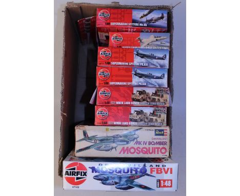 Eight various boxed mixed series Airfix and Revell mixed scale plastic military related kits to include a Hawker Siddeley Buc