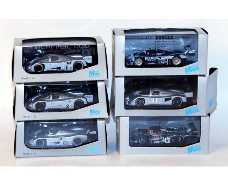 Six various boxed as issued Max Models 1/43 scale Mercedes High Speed race cars to include a 1989 Sauber Mercedes C9, a Merce