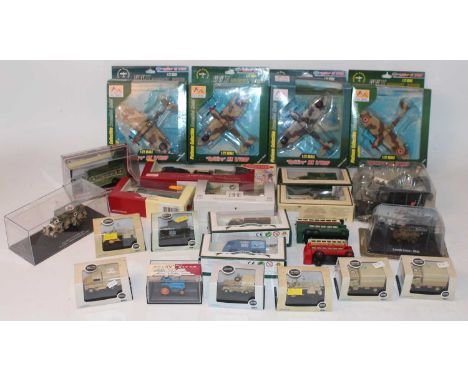 One tray containing a quantity of various mixed diecast, mixed subject matters to include militaria, public transport and oth