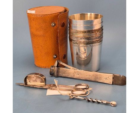 A pair of silver candle trimmers by Wilkes Booth, London 1809, 54Gms., an early 20th century silver mounted cigar cutter, a l