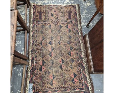 A Persian Shiraz rug 82 x 79 cm, together with a Belouch prayer rug (2)