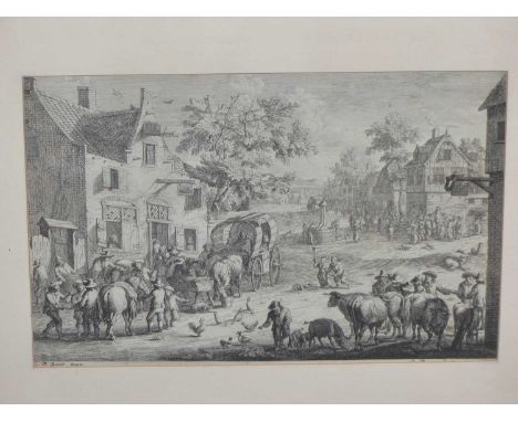 A F Bargus after Pieter Bout (17th century) The village Inn. Etching. 29.5 x 19.5 cm