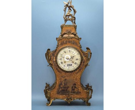 A French ormolu mounted painted lacquer cased mantel clock, the Japy Freres movement count wheel striking on a bell, a mother