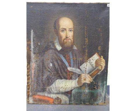 19th century school. Portrait of a studious gentleman. Oil on canvas. inscribed indistinctly lower right. 73 x 92cmsProv. Con
