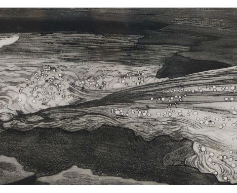 D M Paterson (20th century) ARR. Stormy coast. etching. pencil signed and numbered 5/50. 46 x 32 cm.