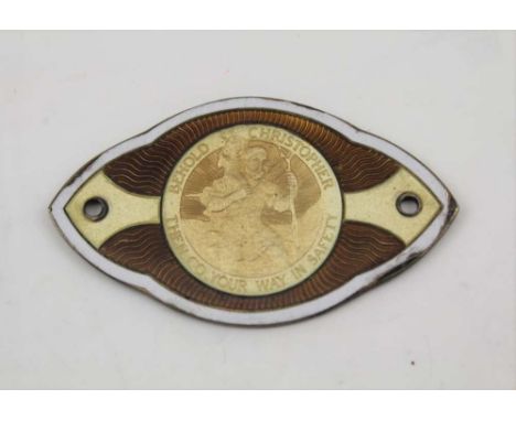 TURNER &amp; SIMPSON A SILVER GILT &amp; ENAMEL ST CHRISTOPHER'S PANEL Birmingham 1937, 6cm x 3.5cm (manufactured with two ho