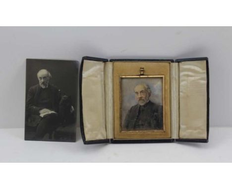 A PAIR OF EARLY 19TH CENTURY PORTRAIT MINIATURE PAINTINGS, Dean Spence-Jones (1836-1917) and his wife, at the end of his care