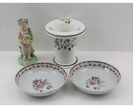 A 19TH CENTURY DAVENPORT CERAMIC VASE, hand painted floral decoration, impressed mark to base, and the painted number 382, 11
