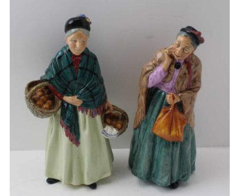 TWO ROYAL DOULTON CERAMIC FIGURES, "The Orange Lady" and "Bridget", 20cm high 