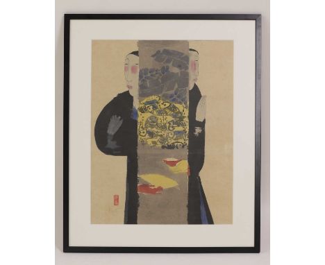 Vu Thu Hien (Vietnamese, contemporary)Double portraitsigned 'Hien' l.l., watercolour, bears artist's stamp l.l.67.5 x 48.5cmU