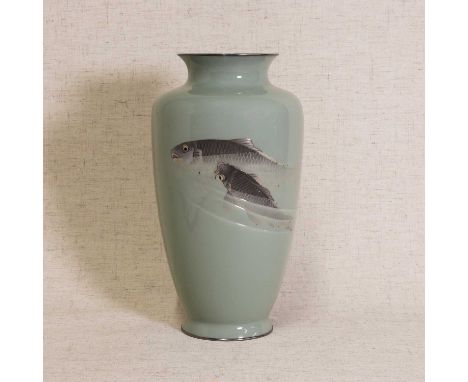 A Japanese cloisonné vase,Meiji period (1868-1912), in the style of Ando Jubei, the tapering body rising from a flared foot t