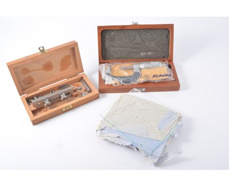 MICROMETER 25-50mm believed NEW and CLOCK DEPTH TOOL and PACK of WELDING SHIELD GLASS.