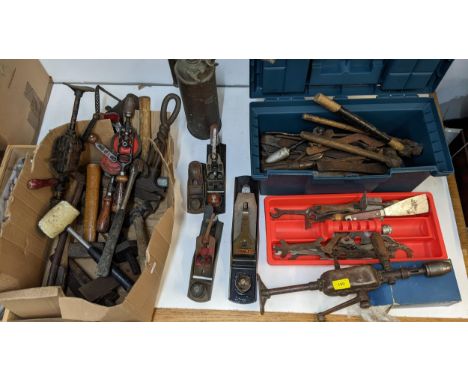 Tools to include a Stanley woodworking plane, drills, hammers and other items Location:If there is no condition report shown,