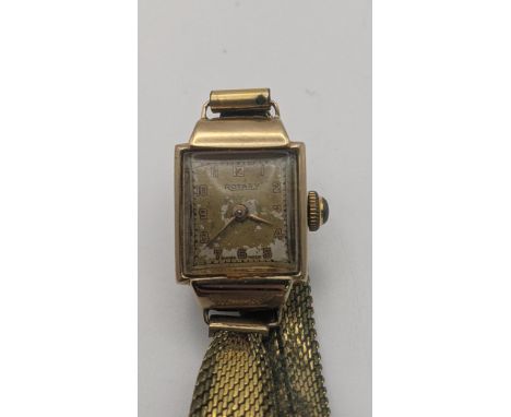 A 9ct gold ladies Rotary manual wind wrist watch on a later braceletLocation:If there is no condition report shown, please re