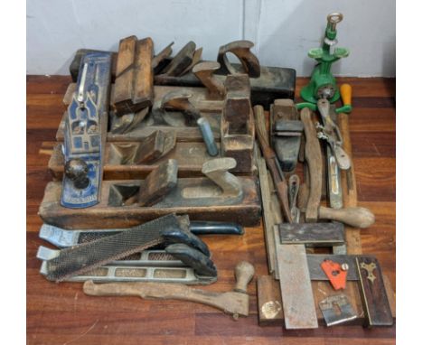 A selection of wood working planes and other woodworking tools of various sizes.Location:If there is no condition report show