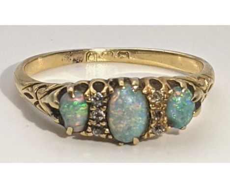 An 18ct gold opal and diamond ring 2.8gLocation:If there is no condition report shown, please request 