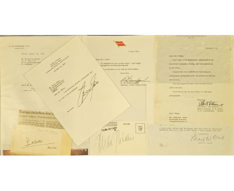 Army/Air Force Brigadier mixtures 5 TLS plus 1 Autograph card signed plus 1 x signed Delta Air Lines Post card signed. A.J. G