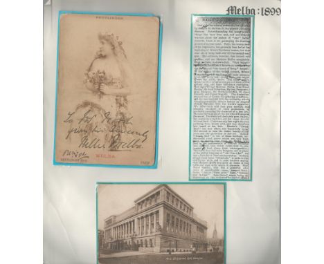 Dame Nellie Melba signed 7 x 5 vintage sepia Cabinet photo dedicated and dated 1894 Paris. Rare and highly collectable. Set o