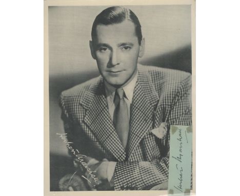 Herbert Marshall vintage signature piece featuring a signed page cutting and a 10x8 sepia photograph. Herbert Brough Falcon M