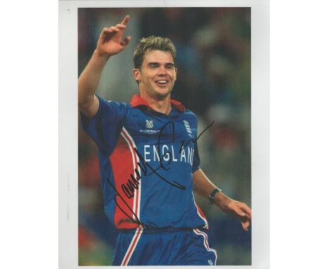James Anderson signed 10x8 inch colour photo pictured while playing One Day Cricket for England. Good condition. All autograp