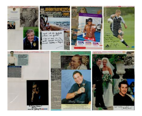 Sport assorted signature pieces and photos. Signatures such as Terry Venables, Bobby George, Johnny Haynes, Jonny Wilkinson, 