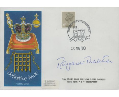 Margaret Thatcher (1925-2013) British Prime Minister 1979-1990 Signed Vintage 1983 First Day Cover. Good condition. All autog
