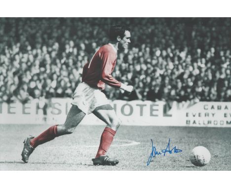 Football John Aston signed 12 x 8 inch colorized portrait photo. Good condition. All autographs come with a Certificate of Au