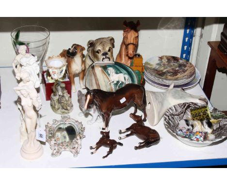 Beswick and Royal Doulton horses, other animal ornaments, figurines, glass and china.