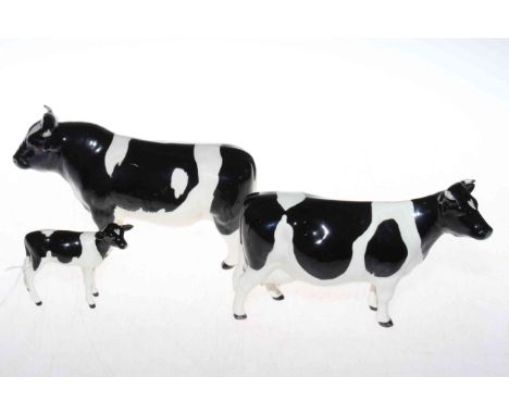 Beswick Friesian Cow, Bull and Calf (3).