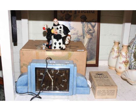 Smiths Sectric Retro mantel clock, students microscope, novelty teapot with box and framed print.