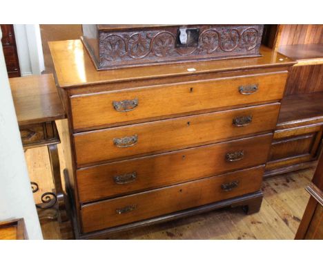 Georgian oak chest of four long graduated drawers on bracket feet, 93.5cm by 107cm.