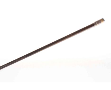 Silver mounted walking cane with travelling chess set.