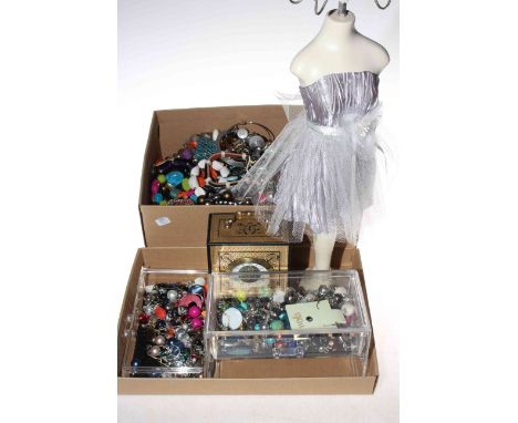 Collection of costume jewellery, carriage clock etc.