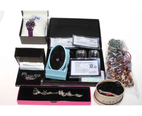 Collection of jewellery and watches, comprising gem stones, Links and Theo Fennell bracelets, boxed; Rotary and Accurist wris