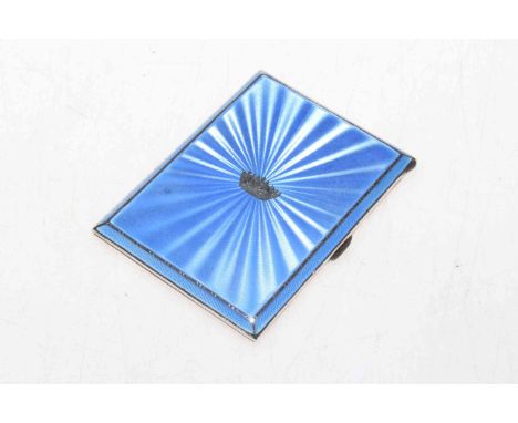 Silver engine-turned and blue enamel cigarette case, Birmingham 1939.