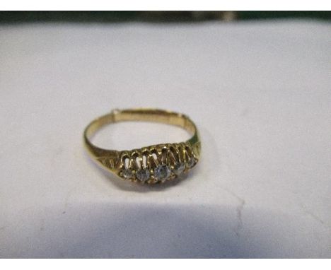 An 18 carat gold five stone diamond ring, Sheffield 1997 (re-shanked), finger size P), 2.9g gross