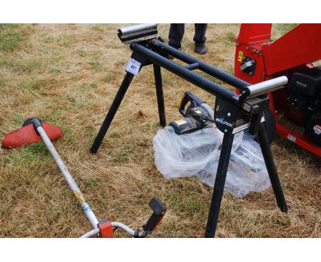 An Evolution roller bench plus slide-action chop saw.