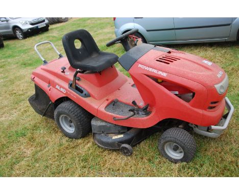 An 'Alko Powerline' ride on lawn mower with a Briggs &amp; Stratton engine, 500cc petrol, with grass collector, has been runn