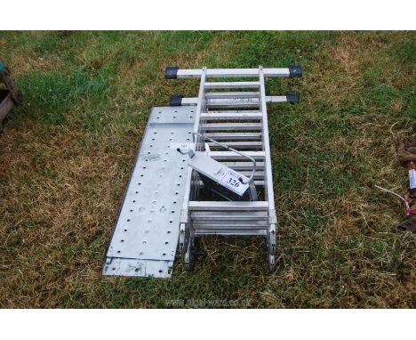 Folding ladder with platform.
