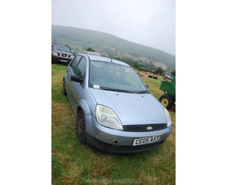 A 2005 Ford Fiesta hatchback 1.25 Finesse 5 door petrol with manual gearbox, finished in pale metallic blue, registration num