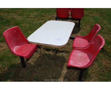 Dinner table with 4 integral chairs, a/f.